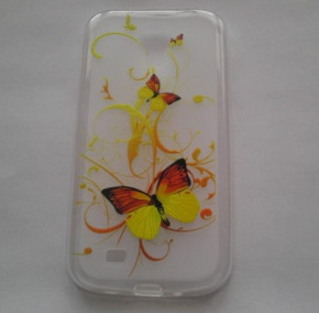 Силиконов гръб ТПУ за Samsung Galaxy S4 I9500 / S4 I9505 / S4 Value Edition I9515 прозрачен жълти пеперуди